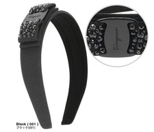 Salvatore Ferragamo Vara Swarovski Headband Black Italy Hair Accessory 341689