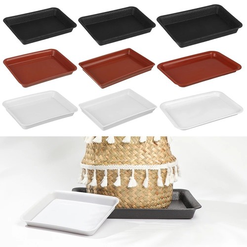 Square black plastic plant pot - plant,