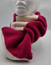 Pure Merino Wool Scarf Pink and White Striped Handmade Felted Knoll Yarns NEW