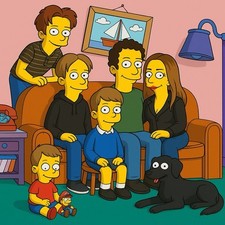 Family Portrait In The Style Of The Simpsons A3 Giclee professional print