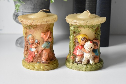 Vintage pillar candles - x2,