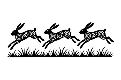 Three leaping hares decal - three,