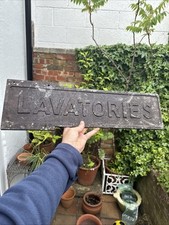 VINTAGE CAST ALUMINIUM LAVATORIES SIGN FOR PUBLIC TOILETS