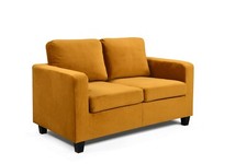 Mustard Velvet Sofas: Compact 2 Seater straight arm sofas - FREE & EASY DELIVERY