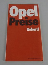 Price List Opel Rekord D incl