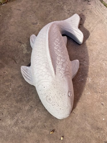 Large hand cast stone - koi, carp