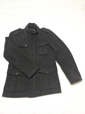 Rocha John Rocha Coat Mens Size S Small Grey Button Up Double Zip Collared Wool