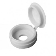 WHITE PLASTIC FOLD OVER HINGED SCREW COVER CAPS PACKS 10 TO 10,000 SMALL 6G - 8G