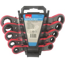 Hilka Offset Ratchet Spanner Set 5 Ratchet Ring Spanners Wrenches metric 6-21mm