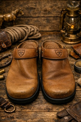 Ariat brown leather mules - brown,