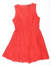 Wallis Women’s Red A-Line Sleeveless Cotton Dress UK 16