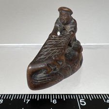 Fisherman Netsuke Wood Carving
