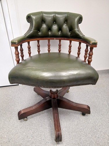 Captains chair green leather - captains,