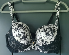Rosie for Autograph Grey/Black Floral Plunge Bra Size 36D  
