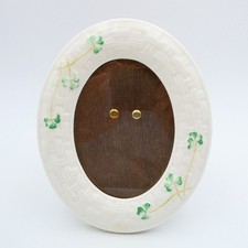 Belleek Shamrock Basket Weave Irish Oval Picture Frame 6x5 inch Old Mark Vintage