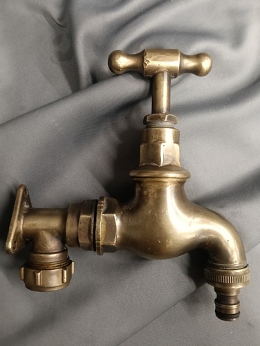 Large aged brass garden tap - x,