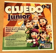 Cluedo Junior The Case of the Missing Prizes. RULES INSTRUCTIONS ONLY.
