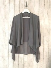 Mint Velvet Grey Open Waterfall Cardigan Cover Up Light Jacket Size 14
