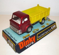 Dinky 438 Ford D800 Tipper Truck in Metallic Red & Yellow Excellent w Box Base