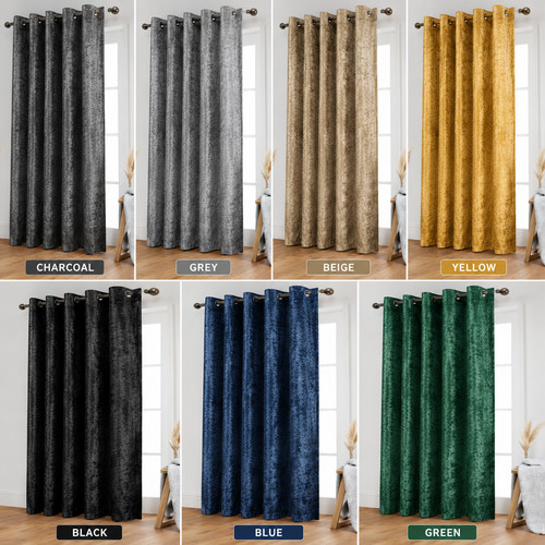 Crushed velvet curtains pair - velvet,