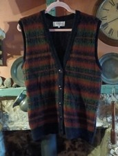 Vintage Country Collection 100% Pure New Woollen Fair Isle Waistcoat, Med 14/16