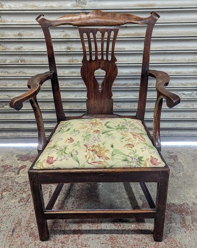 Georgian oak splat back chair - georgian,