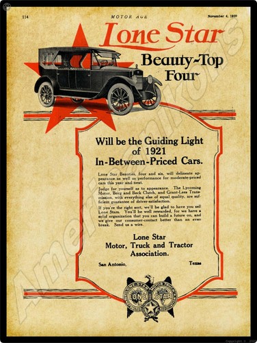 1921 lone star motor cars - motor, new