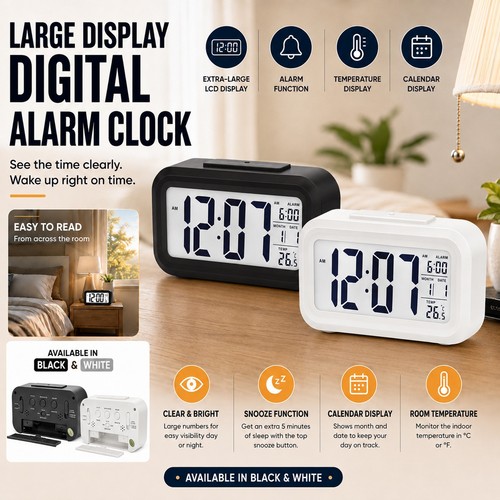 Digital led alarm clock snooze - digital,