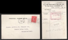 1944 KGVI The Rivet Bolt & Nut Coy Ltd. 1d Glasgow Scotland