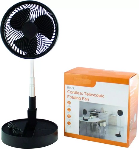 Black folding fan - black,