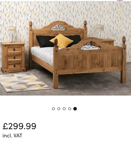 Wood oak effect bed frame - bed,