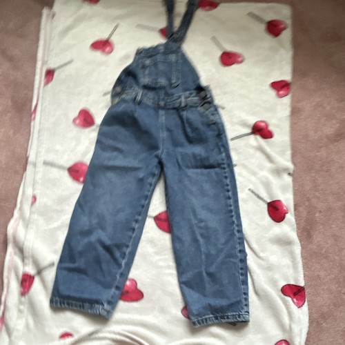 Girls blue denim dungarees - girls,