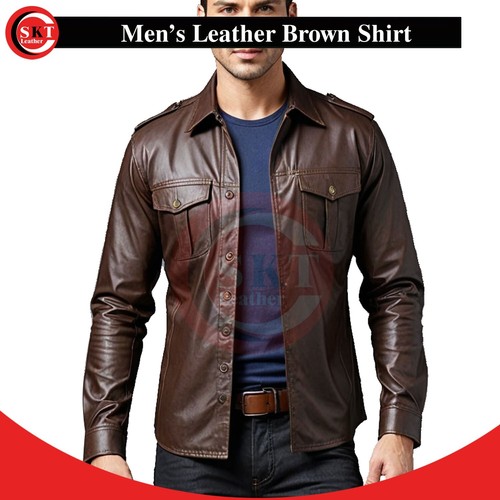 Mens real lamb brown - brown, leather