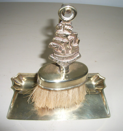Brass crumb tray brush set - &,