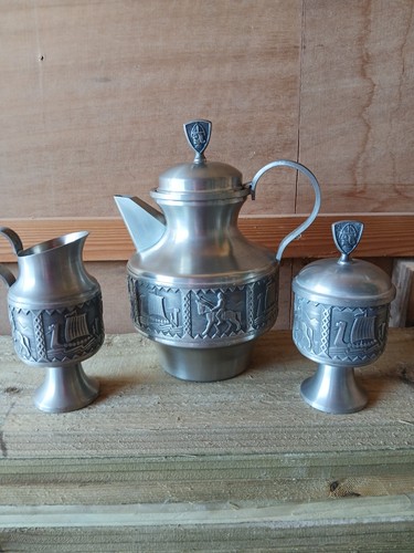Vintage norsk tinn pewter tea - vintage,