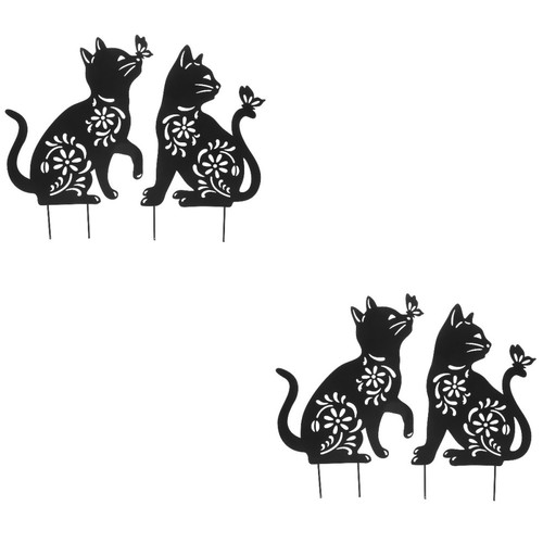4pcs black iron cat garden - iron,