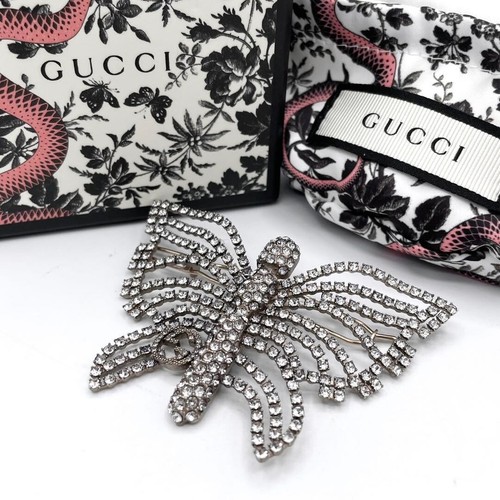 Gucci butterfly brooch silver - gucci,