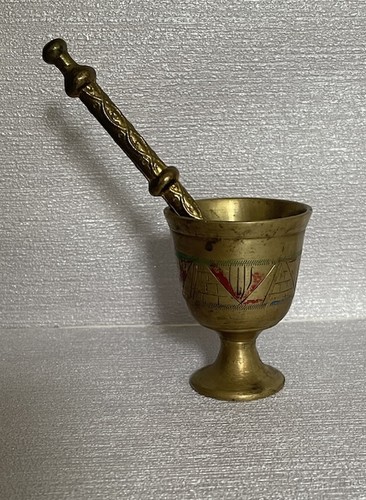 Vtg brass pestle mortar - pestle,