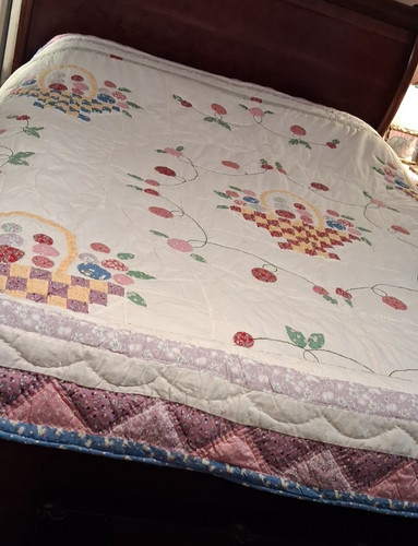 Vintage basket floral - floral, cotton