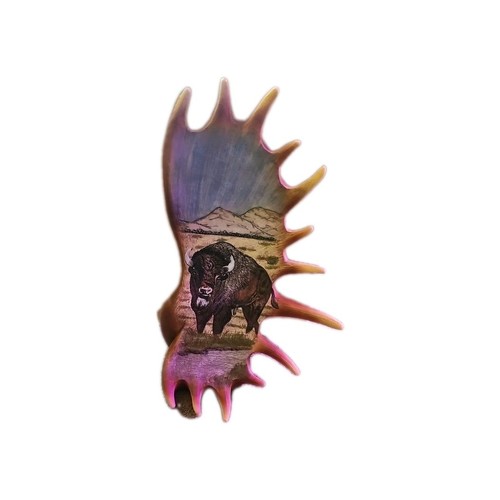 Standing moose horn - moose, w/buffalo