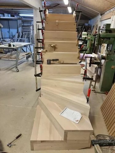 Wood stairs shape u - stairs, l-shape,