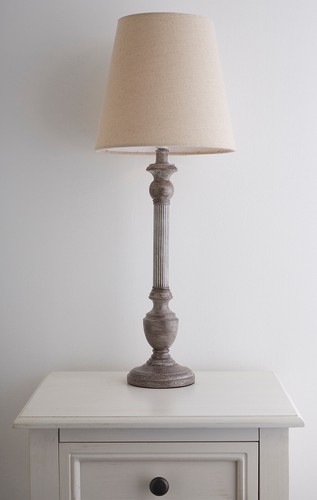 Grey shabby chic table lamp - lamp, in