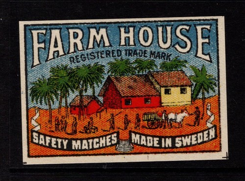 Matchbox label sweden farm - matchbox,