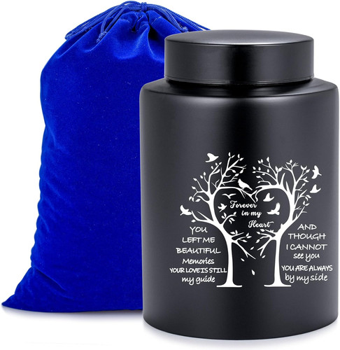 Black memorial urn for adult - memorial,