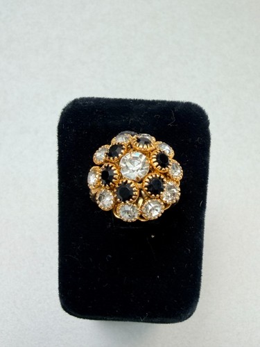 Vintage black clear rhinestone - clear,
