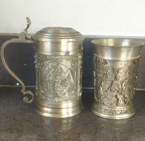 Pewter beer tankards - pewter,