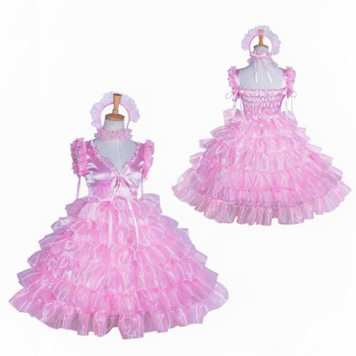 Girl maid sissy pink satin - girl,