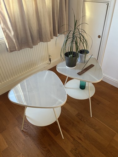 Glass and metal side tables - glass,