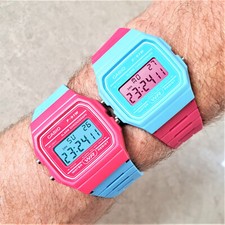 Casio watch colour swap modification, two options - Light Blue and Pink, F-91WC