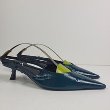 COS Pointed Slingback Kitten Heels Shoes Leather  Turquoise EU 40 UK 7 SKU 4009